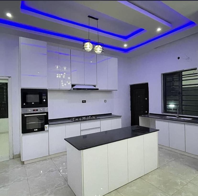 Modern Blue & White Kitchen Cabinet Set